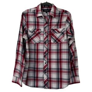 Eighty Eight Platinum Burgundy Plaid Long Sleeve Button Down Shirt Size S Small‎